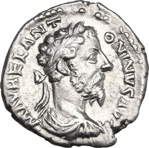 obverse: Marcus Aurelius (161-180).. AR Denarius, 180 AD