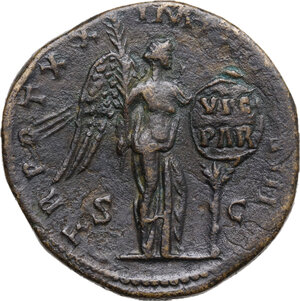 reverse: Marcus Aurelius (161-180).. AE Sestertius, 166 AD
