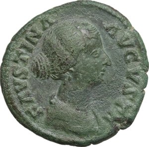 obverse: Faustina II, wife of Marcus Aurelius (died 176 AD).. AE As. Struck under Marcus Aurelius