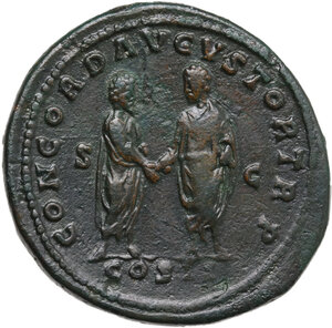 reverse: Lucius Verus (161-169).. AE Sestertius. Struck 162 AD