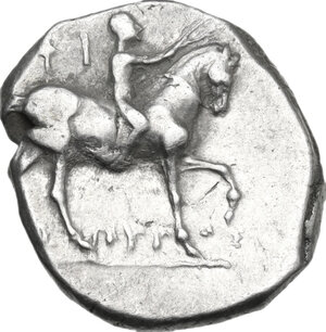 obverse: Southern Apulia, Tarentum. AR Nomos, c. 272-240 BC. Iopyros and Fi-, magistrates