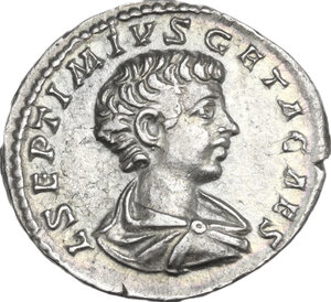 obverse: Geta as Caesar (198-212).. AR Denarius, 198-200 AD