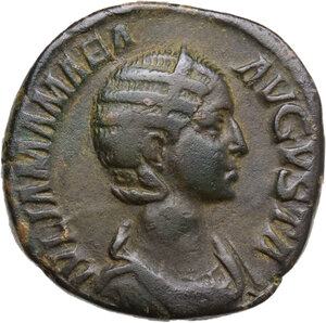 obverse: Julia Mamaea, mother of Severus Alexander (died 225 AD).. AE Sestertius, struck under Severus Alexander, 232 AD