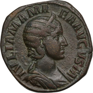 obverse: Julia Mamaea, mother of Severus Alexander (died 235 AD).. AE Sestertius, struck under Severus Alexander