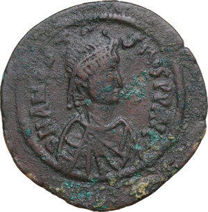 obverse: Anastasius I (491-518).. AE Follis, Constantinople mint, 512-517 AD