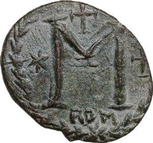 reverse: Justinian I (527-565).. AE Follis. Rome mint. Struck 538
