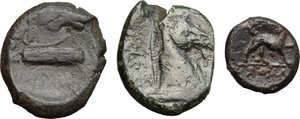reverse: Greek and Punic Sicily. . Multiple lot of three (3) unclassified AE coins