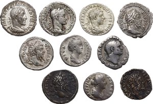 obverse: The Roman Empire. . Multiple lot of ten (10) unclassified  AR Denari of 1st-3rd century AD