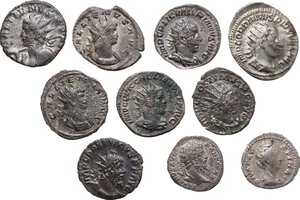 obverse: The Roman Empire. . Multiple lot of ten (10) unclassified AR Denari and AR / BI Antoniniani of 1st-3rd century AD