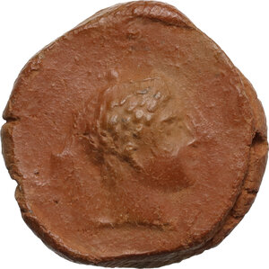 obverse: Roman terracotta seal/bulla for papyrus scroll, c. 1st-3rd century AD