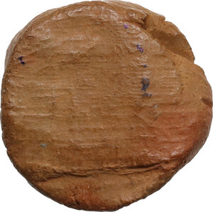 reverse: Roman terracotta seal/bulla for papyrus scroll, c. 1st-3rd century AD
