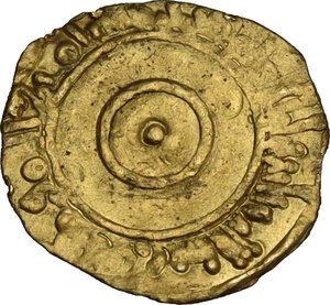 reverse: Fatimids, Al Mu izz (341-365 AH/ 935-975 DC).. AV 1/4 Dinar or Robai, (Siqilliya)