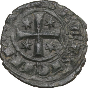 reverse: Brindisi.  Federico II di Svevia (1194-1250).. Denaro con grande F 1249