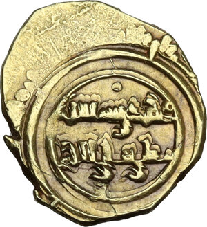 reverse: Cassibile.  Ibn Al Thumna (1052-1062). Tarì o 1/4 dinar, (Cassibile), senza data