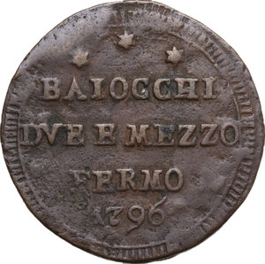 reverse: Fermo.  Pio VI (1775-1799), Giovanni Angelo Braschi. Sampietrino da due baiocchi e mezzo 1796