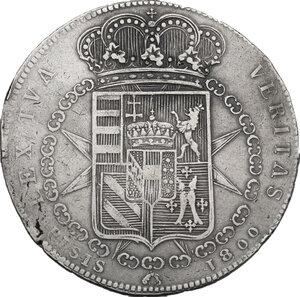 reverse: Firenze.  Ferdinando III di Lorena (1790-1824).. Francescone 1800. Sigle L.S. (Luigi Siries, incisore) e unicorno (Francesco Grobert zecchiere)