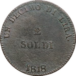 reverse: Firenze.  Ferdinando III di Lorena (1790-1824).. Da 2 soldi 1818. Martello (Giovanni Fabbroni, zecchiere)