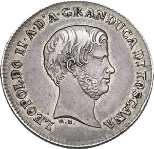 obverse: Firenze.  Leopoldo II di Lorena (1824-1859). Fiorino 1858. Sigle G. N. (Giuseppe Niderost, incisore)