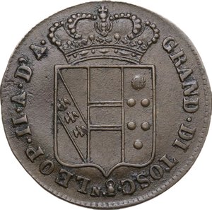 obverse: Firenze.  Leopoldo II di Lorena (1824-1859). Da 5 quattrini 1835. Sigla N (Giuseppe Niderost, incisore) e fiasca (Domenico Fiaschi, zecchiere)