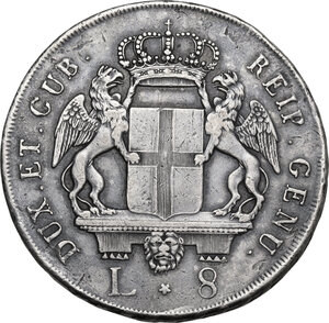 reverse: Genova.  Dogi Biennali (1528-1797).. Da 8 lire 1796