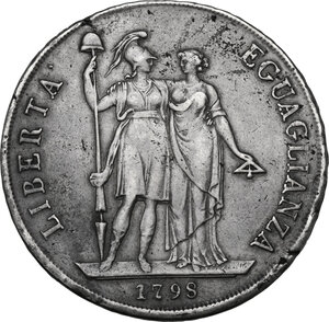 reverse: Genova.  Repubblica Ligure (1798-1805).. Da 8 lire A. I, 1798