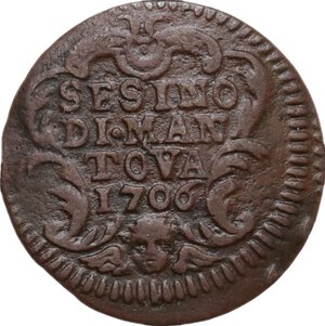 reverse: Mantova.  Ferdinando Carlo Gonzaga Nevers (1669-1707).. Sesino 1706