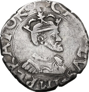 obverse: Messina.  Carlo V d Asburgo (1517-1556).. 2 tarì 1555