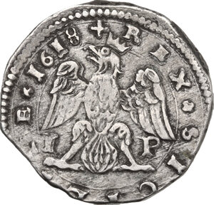 reverse: Messina.  Filippo III di Spagna (1598-1621).. 4 tarì 1618, sigle I P