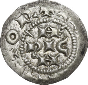 obverse: Milano.  Monetazione comunale a nome di Enrico (1152-1198). Denaro terzarolo scodellato