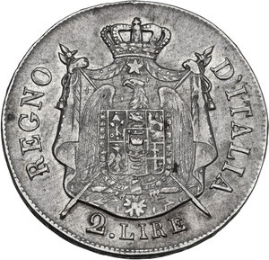 reverse: Milano.  Napoleone Bonaparte (1805-1814).. 2 Lire 1807