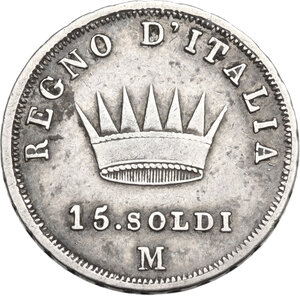 reverse: Milano.  Napoleone Bonaparte (1805-1814).. 15 soldi 1808 M