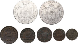 reverse: Milano.  Napoleone Bonaparte (1805-1814).. Lotto di sette (7) monete in argento e bronzo.  Un 3 centesimi è zecca di Venezia