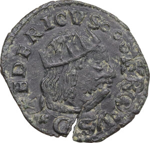 obverse: Napoli.  Federico III d Aragona (1496-1501). Cavallo ribattuto su cavallo di Carlo VIII per l Aquila