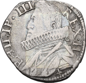 obverse: Napoli.  Filippo III di Spagna (1598-1621).. 15 grani 1619 sigle FC/C dietro e X sotto al busto