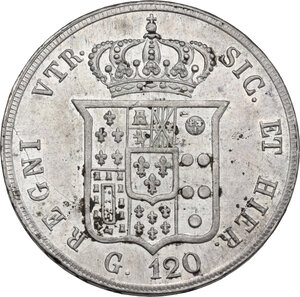 reverse: Napoli.  Ferdinando II di Borbone (1830-1859). 120 grana o piastra 1856 (6 più alto)