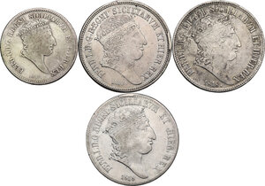 obverse: Napoli.  Ferdinando I di Borbone (1816-1825).. Lotto di quattro monete: piastra 1818 (3 esemplari) e mezza piastra 1818