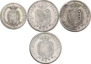 reverse: Napoli.  Ferdinando I di Borbone (1816-1825).. Lotto di quattro monete: piastra 1818 (3 esemplari) e mezza piastra 1818