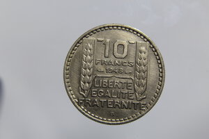 obverse: FRANCIA 10 FRANCS 1948 B TURIN PETITE TETE COPPERNICKEL QFDC NC