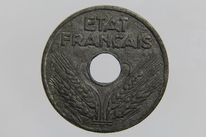 reverse: FRANCIA 20 CENTIMES 1942 LOURDE ZINCO RIF. F153\4 SPL