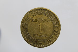 obverse: FRANCIA 1 FRANC 1921 CHAMBRE DE COMMERCE BA QBB