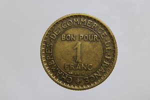 obverse: FRANCIA 1 FRANC 1922 CHAMBRE DE COMMERCE BA QBB