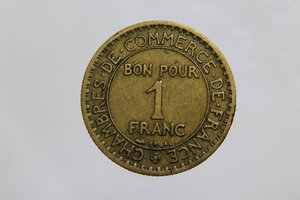 obverse: FRANCIA 1 FRANC 1925 CHAMBRE DE COMMERCE BA QBB