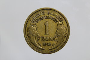 obverse: FRANCIA 1 FRANC 1932 MORLON BA BB