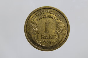 obverse: FRANCIA 1 FRANC 1938 MORLON BA FDC