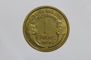obverse: FRANCIA 1 FRANC 1939 MORLON BA BB+