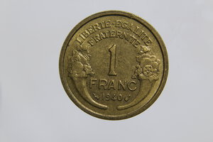 obverse: FRANCIA 1 FRANC 1940 MORLON BA FDC