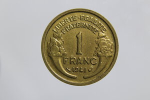 obverse: FRANCIA 1 FRANC 1941 MORLON BA BB *PULITO*