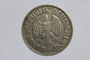reverse: GERMANIA FEDERAL REPUBLIC 1 DEUTSCHE MARK 1959 G COPPERNICKEL BB
