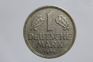 obverse: GERMANIA FEDERAL REPUBLIC 1 DEUTSCHE MARK 1965 F COPPERNICKEL OTTIMO BB