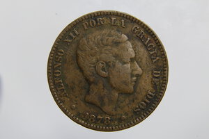 reverse: SPAGNA ALFONSO XII 10 CENTIMOS 1878 CU BB